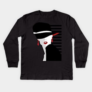 Mysterious young woman Kids Long Sleeve T-Shirt